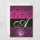 ROZE PURPER ZWART  DAMASK MONOGRAM  fuchsia wit Kaart (Voorkant)