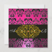 ROZE PURPER ZWART DAMASK MONOGRAM ,goud Kaart (Voorkant)