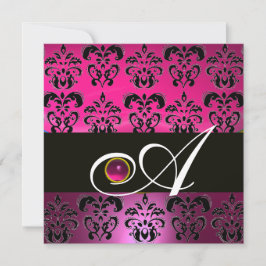 ROZE PURPER ZWART DAMAST MONOGRAM Amethist Fuchsia Kaart