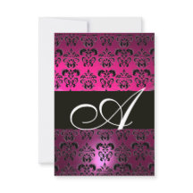 ROZE PURPER ZWART DAMAST MONOGRAM  fuchsia wit