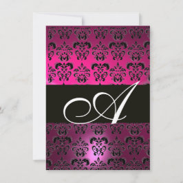 ROZE PURPER ZWART DAMAST MONOGRAM fuchsia wit Kaart