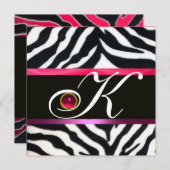 ROZE PURPER ZWART WIT ZEBRA BONT MONOGRAM ,robijn Kaart (Voorkant / Achterkant)