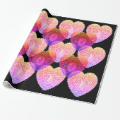 ROZE PURPER ZWARTE CUPIDO KANTEN HARTEN Valentijns Cadeaupapier (Uitgerold)