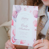 Roze Purples | Balloons Stars Birthday Party Girl Kaart