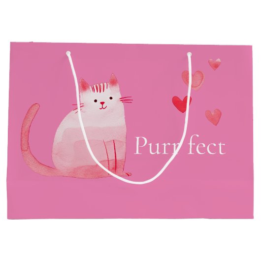 Roze Purrfect Cat Groot Cadeauzakje (Achterkant)