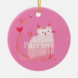 Roze Purrfect Cat Keramisch Ornament