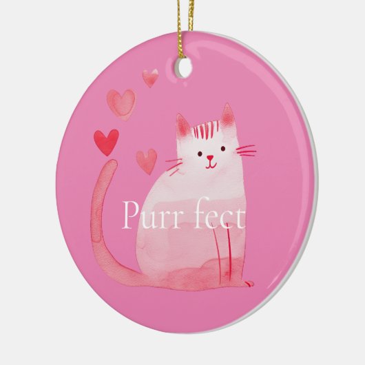 Roze Purrfect Cat Keramisch Ornament (Links)