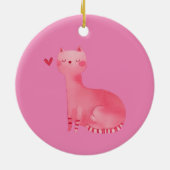 Roze Purrfect Cat Keramisch Ornament (Achterkant)