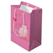 Roze Purrfect Cat Medium Cadeauzakje (Voorkant Gekanteld)