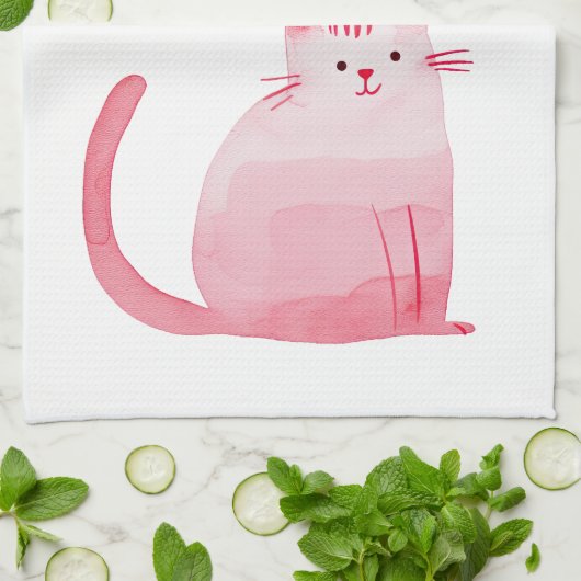 Roze Purrfect Cat Theedoek (Gevouwen)