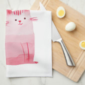 Roze Purrfect Cat Theedoek (Quarter Fold)