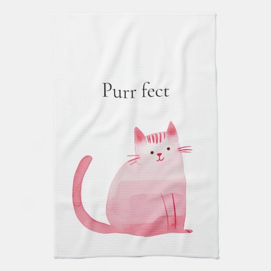 Roze Purrfect Cat Theedoek (Verticaal)