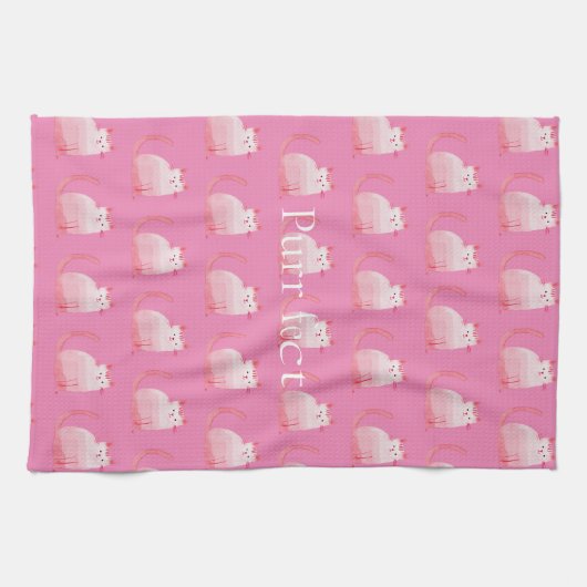 Roze Purrfect Cat Theedoek (Horizontaal)