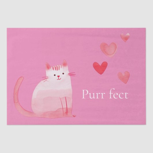 Roze Purrfect Cat Tissuepapier (Voorkant)
