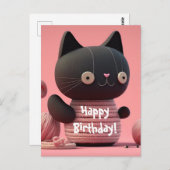 Roze "Purrfecte verjaardagswensen" Kat Briefkaart (Voorkant / Achterkant)