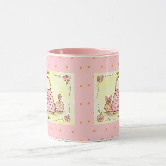 Roze Purse Parfum Fles Koffie Mok (Midden)