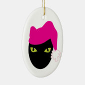Roze Pussycat Keramisch Ornament (Rechts)