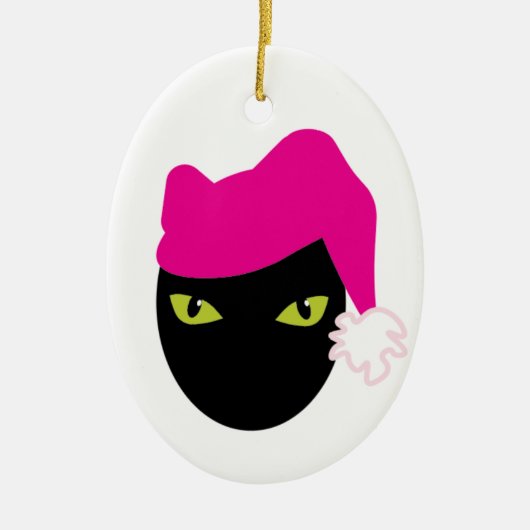 Roze Pussycat Keramisch Ornament (Voorkant)