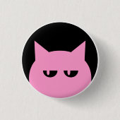 Roze Pussycat Pin Ronde Button 3,2 Cm (Voorkant)