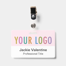 Roze PVC naamkaartje met clip-lanyard of -haspel Badge