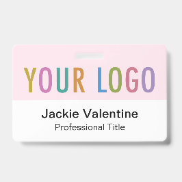Roze PVC naamkaartje met clip-lanyard of -haspel Badge