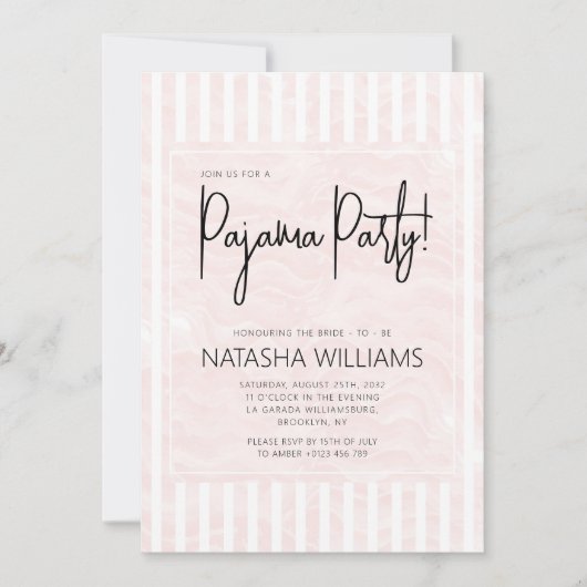 Roze Pyjama Party Slumber Streep Chic Kaart (Voorkant)