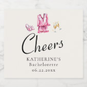 Roze Pyjama Prosecco Bachelorette Party Custom Sparkling Wijnetiket (Enkel label)