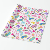 Roze Pyjamafeestje Cadeaupapier (Uitgerold)
