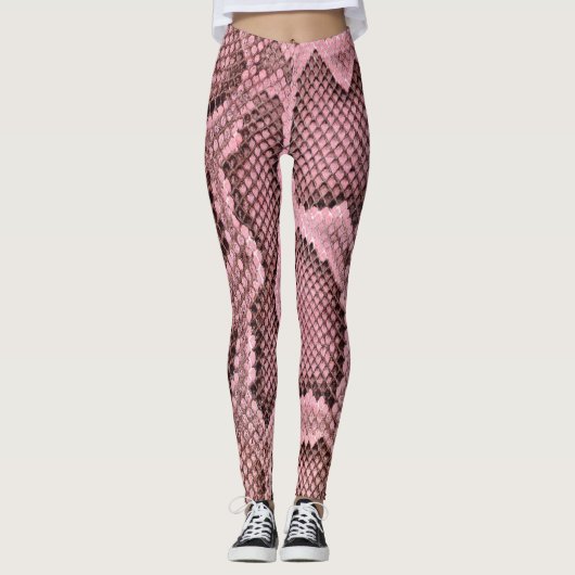 Roze Python Snake Print Vrouwen Leggings (Voorkant)