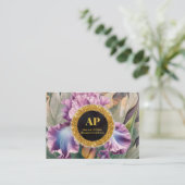 *~ Roze QR AP10 IRIS Flowers Goud Visitekaartje (Staand voorkant)