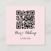 Roze QR-code Beauty Makeup Artist Vierkante Visitekaartje (Voorkant)