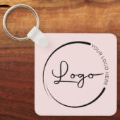 Roze QR Code Bedrijf Zakelijk Logo Promotioneel Sleutelhanger (Voorkant)