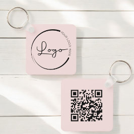 Roze QR Code Bedrijf Zakelijk Logo Promotioneel Sleutelhanger