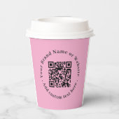 Roze QR-code branding moderne stijl papieren beker (Achterkant)