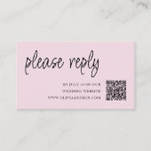 Roze | QR-code | Bruiloft RSVP Behuizing Kaart (Voorkant)