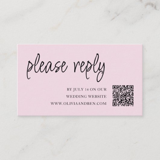 Roze | QR-code | Bruiloft RSVP Behuizing Kaart (Voorkant)