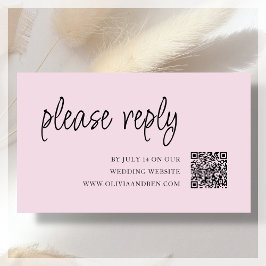 Roze | QR-code | Bruiloft RSVP Behuizing Kaart