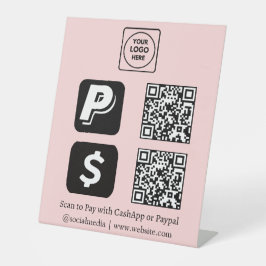 Roze QR-code | CashApp & PayPal Scan-to-Pay-logo Reclamebord Met Voetstuk