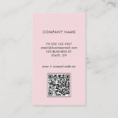 Roze QR-code Eenvoudig Logo-Visitekaartje Visitekaartje (Achterkant)