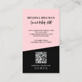 Roze QR-code foto make-up verticaal Visitekaartje (Achterkant)