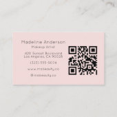 Roze QR-code foto make-up Visitekaartje (Achterkant)