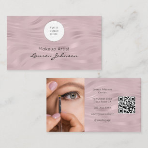 Roze QR-code foto make-up Visitekaartje