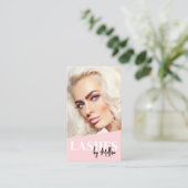 Roze QR Code Foto Wimpers Verticaal Visitekaartje (Staand voorkant)