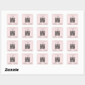 Roze QR-code Geniet van onze WiFi Vierkante Sticker (Vel)
