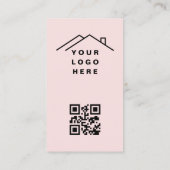 Roze QR Code Makelaar Foto Logo Visitekaartje (Achterkant)