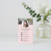 Roze QR Code Makelaar Foto Logo Visitekaartje (Staand voorkant)