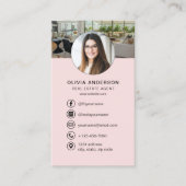 Roze QR Code Makelaar Foto Logo Visitekaartje (Voorkant)