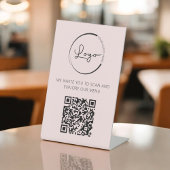 Roze QR Code Menu Logo Modern Restaurant Reclamebord Met Voetstuk