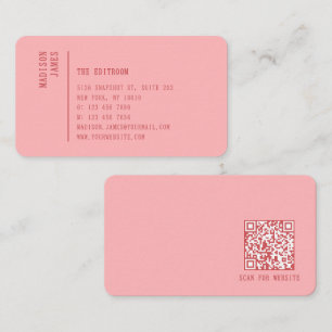 Roze QR-code Minimalistisch Eenvoudig Modern Visitekaartje
