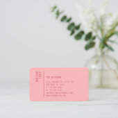Roze QR-code Minimalistisch Eenvoudig Modern Visitekaartje (Staand voorkant)